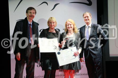 122_Christine Meister, Sabrina Weber (both Deutsche Welle-TV), Alexander V. Kammel, Dr. Conrad Heberling - Cannes Corporate Media And TV Awards 13.10.2011