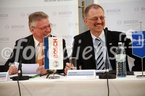 Bosch - Jahrespressekonferenz, Foto: vlnr: Ernest Fiedler, Robert Bosch AG, Karl Strobel, Robert Bosch AG, 