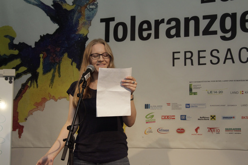 Ein Poetry Slam zum Thema Freiheit markierte den Abschluss der Europäischen Toleranzgespräche 2017 im Kärntner Bergdorf Fresach. Im Bild: Patricia „Trisha“ Radda 