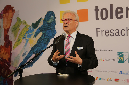Der Empfang der Europäischen Toleranzgespräche 2018 fand im Holiday Inn Hotel Villach statt. Im Bild: Kuratoriumspräsident Hannes Swoboda.