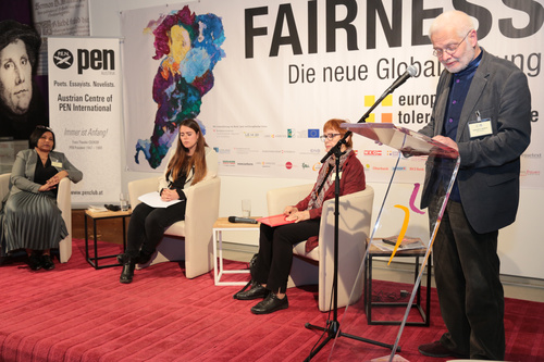 Lesung beim PEN-Forum der Europäischen Toleranzgespräche in Fresach. Franka Lechner mit PEN-Präsident Helmuth A. Niederle.