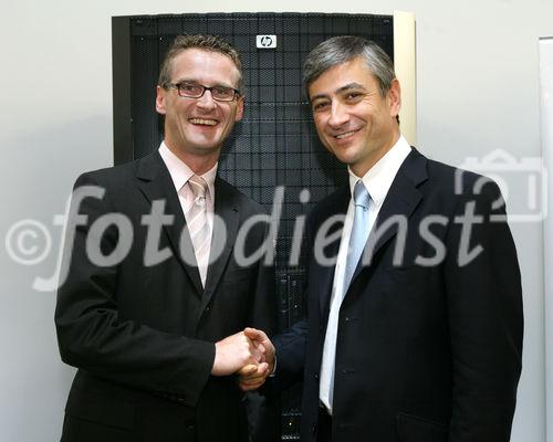 (C) fotodienst/Anna Rauchenberger - Wien, 21.10.2008 -  Eröffnung des Microsoft Innovation Center am Wienerberg. FOTO v.l.: Wolfgang Egger (Manager Enterprise Server & Storage, HP Österreich), Jean-Philippe Courtois (CEO bei Microsoft EMEA)