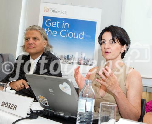 (C) fotodienst.at /Anna Rauchenberger  - Wien, 28.06.2011 - Office aus der Cloud - Microsoft Office 365 im Rampenlicht: Microsoft präsentierte mit Partnern und Kunden Neuigkeiten rund um das neue Microsoft Kommunikations- und Kollaborations-Angebot im Hotel Le Meridien. FOTO v.l.: Thomas Hintze, Vorsitzender der Geschäftsführung von UPC Austria, Alexandra Moser, Leiterin Business Group Information Worker, Microsoft Österreich