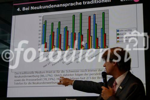 An der heute in Zürich eröffneten EMEX (Eventmesse für MArketing, Kommunikation, Event und Promotion) präsentierte Dr. Wilfried Seywald, Marketing & Sales Direktor von Pressetext, die Studie über das Marketingverhalten der Schweizer