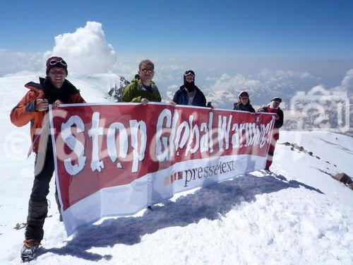 Mitarbeiter der Nachrichtenagentur pressetext haben am 22. Juli den 5.642 m hohen Kaukasus-Gipfel Elbrus bestiegen und die Entwicklung der Region nach der Olympia-Entscheidung für Sotschi untersucht.