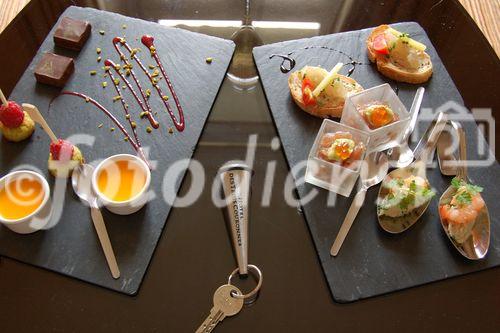 Leckere Köstlichkeiten als Amuse de Bouce aus der Haubenküche des Hotels Des Trois Couronnes in Vevey, das zu den Small Leding Hotels of the world gehört. 