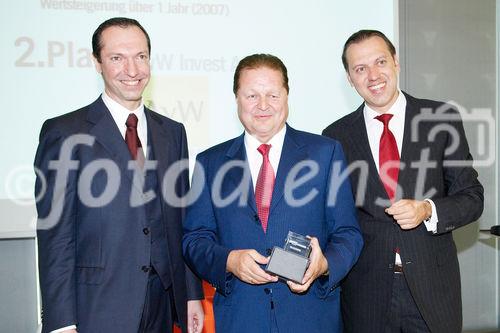 (c) fotodienst/Dan Carabas - Wien 03.07.08 - Shareholder Value Award - FOTO: v.li.: Stephan Klasmann (Chefredakteur Format), Wolfgang Auer v. Welsbach (AvW Invest AG), Univ. Doz. Dr. Werner Hoffmann (Contrast Management Consulting)