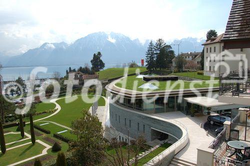 Aussicht, Privatklinik La Prairie, Genfersee, Montreux, Genfersee, Schweiz, Switzerland