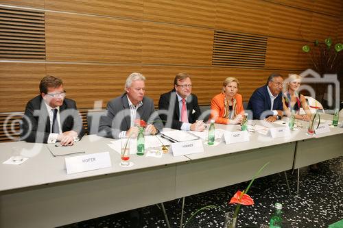 (C) fotodienst/Anna Rauchenberger - Wien, 23.06.2008 - Pressekonferenz zu den Österreichischen Medientagen und der Medienmesse, die im September stattfinden werden. FOTO v.l.: Dr. Claus Hofer (Geschäftsführer des ZIT, Zentrum für Innovation und Technologie), Mag. Michael Himmer (Organisator der Österreichischen Medientage), Oliver Voigt (Verlagsgruppe NEWS), KR Brigitte Jank (Präsidentin der Wirtschaftskammer Wien), Hans-Jörgen Manstein (Manstein Verlag), Petra Reifeltshammer (Leiterin der Medienmesse)