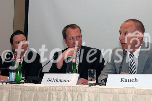 Parl. Staatssekretärin Ursula Heinen (BMELV); Thomas Deichmann (freier Journalist und ist Chefredakteur von NOVO) und Michael Kauch (MdB u. umweltpolitischer Sprecher der FDP-Fraktion) auf der Podiumsdiskussion 