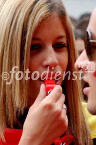 Women showing emotions at the footballgame. Frau zeigt Emotionen beim Fusballspiel