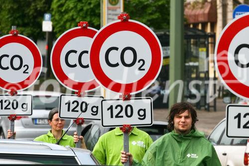 Der Verkehrsclub Deutschland rief zur Aktion für mehr Klimaschutz im Verkehr auf. Als Aktionsort wurde ein Parkplatz des Mühlendamms ausgewählt. (C)Fotodienst/Jan-Paul Kupser