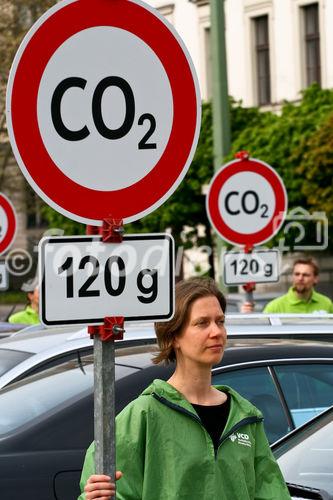 Der Verkehrsclub Deutschland rief zur Aktion für mehr Klimaschutz im Verkehr auf. Als Aktionsort wurde ein Parkplatz des Mühlendamms ausgewählt. (C)Fotodienst/Jan-Paul Kupser