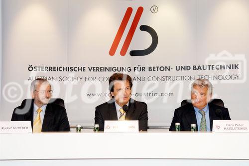 (c) fotodienst/Dan Carabas - Wien 24.04.08 - Österreichische Vereinigung für Beton- und Bautechnik - FOTO v.l.: Rudolf Schicker, Peter Preindl, Hans Peter Haselsteiner