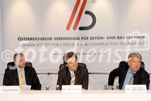 (c) fotodienst/Dan Carabas - Wien 24.04.08 - Österreichische Vereinigung für Beton- und Bautechnik - FOTO v.l.: Rudolf Schicker, Peter Preindl, Hans Peter Haselsteiner