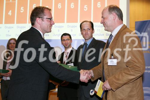 (C) fotodienst/Anna Rauchenberger - Wien, 22.4.2008 - Am 22. April folgten mehr als 150 Gäste der Einladung des Österreichischen Controller-Instituts (ÖCI) zum Jahrestreffen des ÖCI-Absolventenclubs. FOTO: Bernd Kadic (Geschäftsführer des Österreichischen Controller Instituts, links) mit den Siegern des 'Astroquiz'