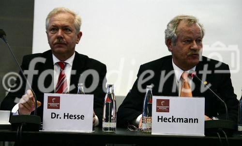 Dr. Hannes Hesse (Hauptgeschäftsführer, Verband des Deutschen Maschinen- und Anlagenbau e.V., VDMA); Sepp E. Heckman (Vorsitzender des Vorstandes, Deutsche Messe AG, Hannover). (C)Fotodienst/Markus Mirschel