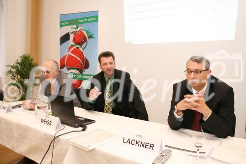 (C) fotodienst/Anna Rauchenberger - Wien 07.04.2008 - HDI bringt Bewegung in Österreichs Versicherungslandschaft. FOTO v.l.: Jens Wohlthat (Aufsichtsratvorsitzender der HDI Hannover Versicherung AG, Wien, Vorstand der HDI-Gerling Industrie Versicherung AG, Hannover und  der HDI-Gerling International Holding AG, Hannover), Günther Weiß (Vorstandsvorsitzender der HDI Hannover Versicherung AG, Wien), Ing. Thomas Lackner (Vorstand der HDI Hannover Versicherung AG, Wien)