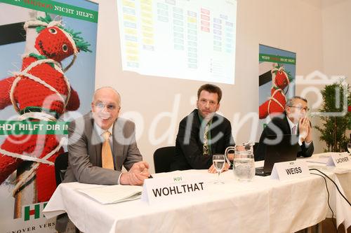 (C) fotodienst/Anna Rauchenberger - Wien 07.04.2008 - HDI bringt Bewegung in Österreichs Versicherungslandschaft. FOTO v.l.: Jens Wohlthat (Aufsichtsratvorsitzender der HDI Hannover Versicherung AG, Wien, Vorstand der HDI-Gerling Industrie Versicherung AG, Hannover und  der HDI-Gerling International Holding AG, Hannover), Günther Weiß (Vorstandsvorsitzender der HDI Hannover Versicherung AG, Wien), Ing. Thomas Lackner (Vorstand der HDI Hannover Versicherung AG, Wien)