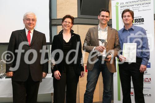 (C) fotodienst/Anna Rauchenberger - Wien, 9.4.2008 - 23.Internationale Wirtschaftsfilmtage: 64 Spitzen-Produktionen des Wirtschaftsfilms aus Österreich, Deutschland, der Schweiz, Liechtenstein und Südtirol im Ringen um den 'Grand Prix Victoria' als bester Wirtschaftsfilm. FOTO: Gen.Dir.Dr. Walter Rothensteiner (RZB, li), Staatssekretärin im BMWA Christine Marek (2.v.li), Alexander Kiesl, Steffen Hacker