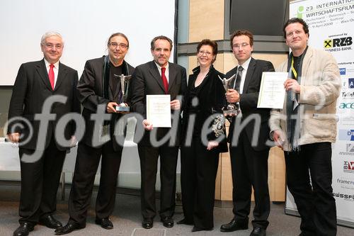 (C) fotodienst/Anna Rauchenberger - Wien, 9.4.2008 - 23.Internationale Wirtschaftsfilmtage: 64 Spitzen-Produktionen des Wirtschaftsfilms aus Österreich, Deutschland, der Schweiz, Liechtenstein und Südtirol im Ringen um den 'Grand Prix Victoria' als bester Wirtschaftsfilm. FOTO: Gen.Dir.Dr. Walter Rothensteiner (RZB, li), Staatssekretärin im BMWA Christine Marek (Mitte), Dr. Johannes Kopf (Vorstand AMS), Dr. Michael Walter (WIFI), Rudi Dolezal, Thomas Bogensberger