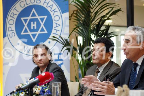 Der Traditionsverein Sport Club HAKOAH Wien kehrt nach beinahe 70 Jahren in den Wiener Prater auf seine ehemalige Heimstätte zurück.Foto v.li.na.re: Ing. Ronald Gelbard (S.C. HAKOAH Projektleiter und Geschäftsführer); Univ. Prof. Dr. Paul Haber (S.C. HAKOAH-Präsident und Sportmedizinischer Leiter);  Dipl. Ing. Thomas Feiger (Architekt)©fotodienst/Nadine Bargad