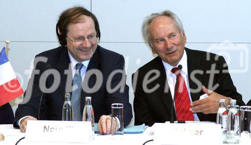 Hervé Novelli (Staatssekretär im französischen Wirtschaftsministerium); Prof. Dr. Dr. h.c. mult. August-Wilhelm Scheer (BITKOM-Präsident). (C)Fotodienst/Markus Mirschel