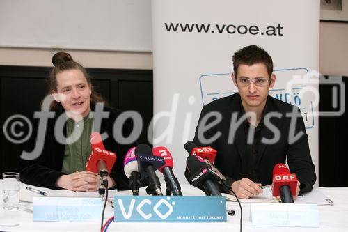 (C) fotodienst/Anna Rauchenberger - Wien 03.03.2008  - VCÖ - Klimaschutz im Verkehr - Potenziale und Chancen. FOTO v.l.: Univ. Prof. Dr. Helga Kromp-Kolb, DI Martin Blum (VCÖ-Experte)