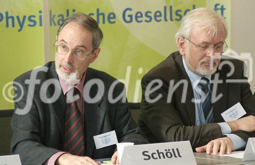 Prof. Eckehard Schöll (Tagungsleiter, Technische Universität Berlin, Institut für Theoretische Physik); Prof. Eberhard Umbach (DPG-Präsident, Vorstandsvorsitzender Forschungszentrum Karlsruhe). (C)Fotodienst/Markus Mirschel