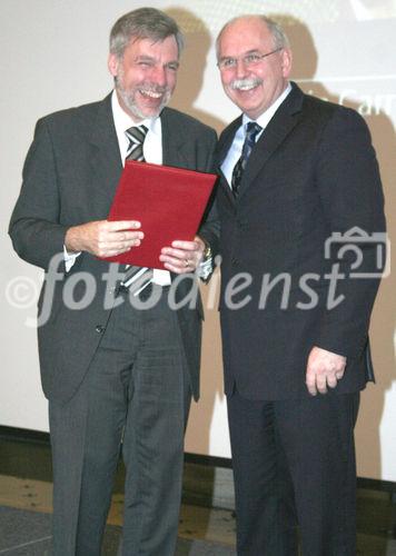 Prof. Dr. Martin Carrier (Philosophie, Universität Bielefeld); Prof. Dr.-Ing. Matthias Kleiner (Präsident der Deutschen Forschungsgemeinschaft). (C)Fotodienst/Markus Mirschel