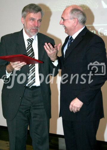 Prof. Dr. Martin Carrier (Philosophie, Universität Bielefeld); Prof. Dr.-Ing. Matthias Kleiner (Präsident der Deutschen Forschungsgemeinschaft). (C)Fotodienst/Markus Mirschel