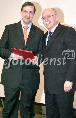 Prof. Dr. Holger Fleischer (Wirtschaftsrecht, Universität Bonn); Prof. Dr.-Ing. Matthias Kleiner (Präsident der Deutschen Forschungsgemeinschaft). (C)Fotodienst/Markus Mirschel