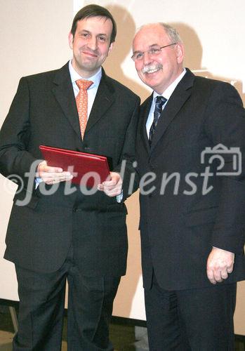 Prof. Dr. Holger Fleischer (Wirtschaftsrecht, Universität Bonn); Prof. Dr.-Ing. Matthias Kleiner (Präsident der Deutschen Forschungsgemeinschaft). (C)Fotodienst/Markus Mirschel