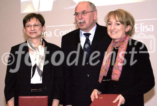 Dr. Elisa Izaurralde (Biochemie, Max-Planck-Institut für Entwicklungsbiologie, Tübingen); Prof. Dr.-Ing. Matthias Kleiner (Präsident der Deutschen Forschungsgemeinschaft); Prof. Dr. Elena Conti (Struckturbiologie, Max-Planck-Institut für Biochemie, Martinsried).
(C)Fotodienst/Markus Mirschel