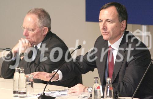 Konzepte der grenzüberschreitenden polizeilichen Zusammenarbeit. FOTO: Wolfgang Schäuble, Innenminister; Franco Frattini, Vizepräsident der Europäischen Kommission. (C) Fotodienst/Markus Mirschel