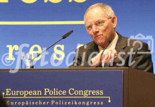 Konzepte der grenzüberschreitenden polizeilichen Zusammenarbeit. FOTO: Wolfgang Schäuble, Innenminister. (C) Fotodienst/Markus Mirschel