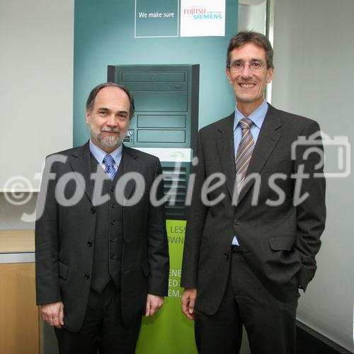 (C) Fotodienst/Anna Rauchenberger - 20.11.2007 - Wien - Fujitsu Siemens: Aktuelle und zukünftige Entwicklung, die maßgeblich von den Themen 'Virtualisierung' und 'Klimaschutz' bestimmt wird. FOTO v.l.: Dr. Joseph Reger (CTO Fujitsu Siemens Computers), Wolfgang Horak (Managing Director von Fujitsu Siemens Computers Österreich).