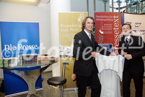 Das Top-Event der Customer Care Welt feiert Jubiläum. 
Foto v.li: Dr.Wilfried Seywald (pressetext Nachrichtenagentur); Mag. Thomas Kloibhofer (CEO Competence Call Center AG; Gastgeber; Initiator)
©fotodienst/Nadine Bargad
©fotodienst/Nadine Bargad