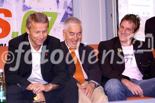 Pressekonferenz des Bundeskanzleramts zum Tag des Sports 2007. Foto: v.li: Dr.Reinhold Lopatka (Sportstaatsekräter), Franz Löschnak (Präsident der Österreichischen Bundessportorganisation) (C)Fotodienst/Patrick Krajnc                     