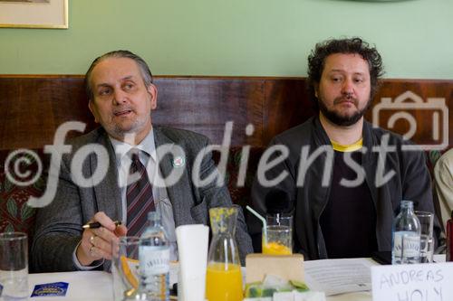 (c) fotodienst / Johannes Brunnbauer | UN Commission on Narcotic Drugs im Cafe Landtmann am 25.3.2011
Im Bild.vlnr.: Kurt Blaas (AUT: Arzt, Vorsitzender des Vereins ÓCannabis als MedizinÒ); Andreas Holy