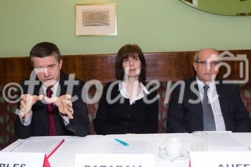 (c) fotodienst / Johannes Brunnbauer | Vorab-Pressegespräch zur 9. Jahrestagung der ÖGN in Wien im Cafe Landtmann am 15.3.2011
Im Bild vlnr.: Dr. Wolfgang Serles, Dr. Ekaterina Pataraia und  Dr. Eduard Auff