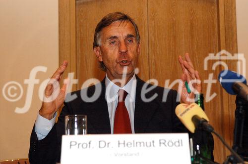 Pressekonferenz vom Verband der Vereine Creditreform e.V. in Düsseldorf zum Schwerpunkt Insolvenzen, Neugründungen und Löschungen des 1. Halbjahres 2006. Professor Dr. Helmut Rödel