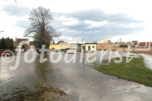 (C) fotodienst/Walter Vymyslicky - Dürnkrut 03.04.2006 - FOTO.: Die ehemalige Zuckerfabrik Dürnkrute im Hochwasser