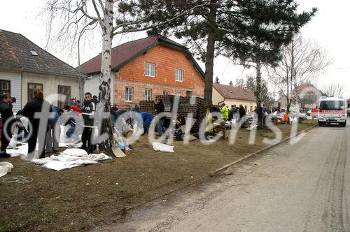(C) fotodienst/Walter Vymyslicky - Angern 05.04.2006 - FOTO.: Es werden immer noch Sandsäcke für den Ernstfall gefüllt.
