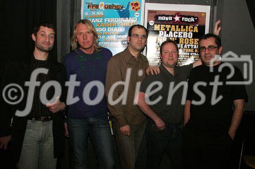 (C) fotodienst/Anna Rauchenberger - Wien 20.02.2006 - FM Service, Nova Music und Musicnet präsentierten den Festivalsommer 2006. FOTO v.l.: Christian Christea (One, Manager Sponsoring Events), Ewald Tatar (Geschäftsführer Nova Music), Harry Jenner (Geschäftsführer Musicnet), Martin Vögel (Geschäftsführer FM Service) und Konrad Mayr-Pernek (One, Werbeleiter).