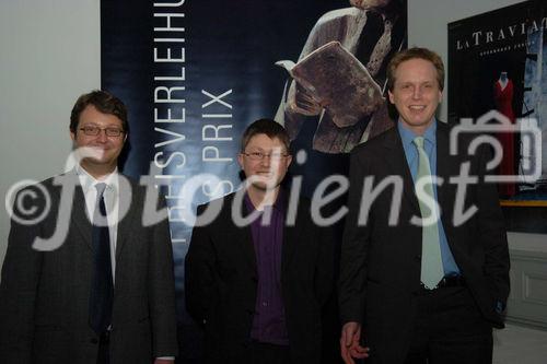 (C)fotodienst/Fabio Confessore - Zürich - 03.02.2006 - (vLnR) Hr. Prof Andreas Lüthi (Basel); Hr. Dr. Yann Humeau (Basel) Hr. Prof. Dominique de Quervain (Zürich)
Preisträger für den Bereich Neurowissenschaft und Erkrankungen des Nervensystems
Thema: Anpassung von Amygdala-System zum schnellen Erlernen von Furcht.
Rache ist süss - Einblicke ins Gehirn