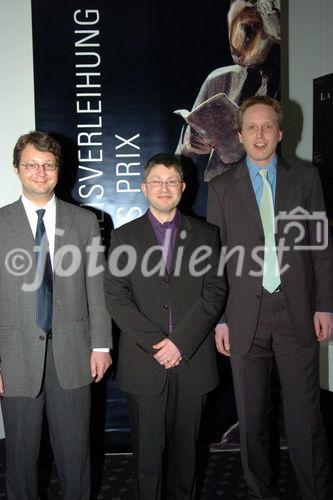 (C)fotodienst/Fabio Confessore - Zürich - 03.02.2006 - (vLnR) Hr. Prof Andreas Lüthi (Basel); Hr. Dr. Yann Humeau (Basel) Hr. Prof. Dominique de Quervain (Zürich)
Preisträger für den Bereich Neurowissenschaft und Erkrankungen des Nervensystems
Thema: Anpassung von Amygdala-System zum schnellen Erlernen von Furcht.
Rache ist süss - Einblicke ins Gehirn