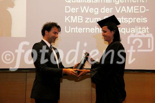 31. Österreichischer Controllertag, Graduierung der Absolventen des MBA 2008, 11.11.2009 (c) julia fuchs. Am Bild: o.Univ.-Prof. Dr. Gerhard Speckbacher und Margit Bauer