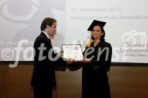 31. Österreichischer Controllertag, Graduierung der Absolventen des MBA 2008, 11.11.2009 (c) julia fuchs. Am Bild: Dr. Andreas Zwickle und Margit Bauer