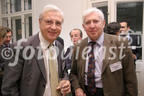 European Space Policy Institute, v.l.: Gérard Brachet (Chairman Elected COPUOS, France) und Jacques-Emile Blamont (CNES, France)